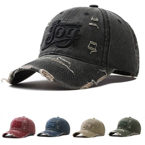 หมวกเบสบอล Joy รุ่น Unisex ผ้าฝ้ายเดนิม 100% ปักลายแบบ Distressed ป้องกันแสงแดด - Product Image 1