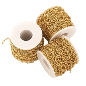 Cadena de Eslabones Tipo Barra por Metro |   Cadena de Eslabones Ovalados de Acero Inoxidable Chapada en Oro PVD de 18K para Hacer Joyas, Pulseras y Collares - Product Image 5