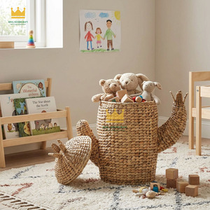 Panier de rangement en jacinthe d'eau tressée en forme de cactus, idéal pour le salon ou comme organisateur de jouets pour enfants – Excellent rapport qualité-prix - Product Image 4