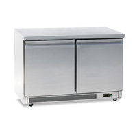 Solution complète d'équipement de restauration commerciale, réfrigérateur de bar sous comptoir en acier inoxydable avec portes vitrées à refroidissement statique