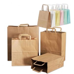 Bolsa de Papel Kraft Reciclable Personalizada para Regalos, Bolsa de Compras para Supermercado con Asas - Product Image 1
