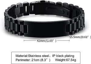 Braccialetto <span class=keywords><strong>con</strong></span> cinturino maschile in acciaio inossidabile 316l costoso di alta qualità all'ingrosso regalo <span class=keywords><strong>con</strong></span> nome inciso personalizzato per uomo padre - Product Image 6