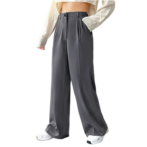 Women's Anti-Wrinkle Canvas Summer Low Waist <b>Sweet</b> Style Wide Leg Suit Pants Custom Logo - Product Image 1