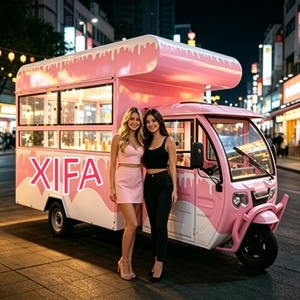 Bar mobile et remorque alimentaire de <span class=keywords><strong>luxe</strong></span> en tôle galvanisée, camion commercial pour bonbons et glaces avec auvent et comptoirs de présentation - Product Image 3