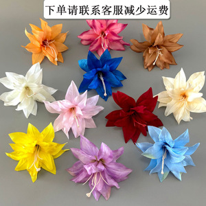 Tête de fleur de lys artificielle Pingping 13 cm en soie, haute simulation, pour décoration de mariage, de maison, pince à cheveux, accessoire vestimentaire - Product Image 5