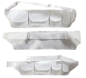 中国の工場では、4つのポケットを備えた大人用の白いハッジベルトを製造しています。