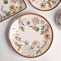 Assiette en céramique de style pastoral, écologique, personnalisable, résistante au lave-vaisselle, non toxique, pour la maison, les restaurants, le petit-déjeuner