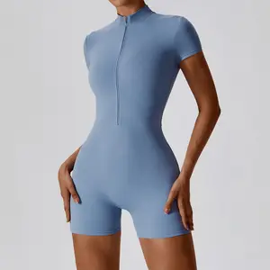 新设计前拉链压缩套装最新女性一体式瑜伽连身衣