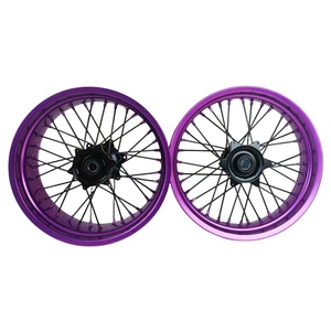 Meilleur <span class=keywords><strong>prix</strong></span> Fit multi-marque 17/16 jeu de roues jantes violettes moyeux noirs Supermoto Dirt Bike roues à rayons - Product Image 2