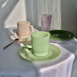 Mug à café en verre laiteux style rétro 230ml, résistant à la chaleur, opaque, pour un usage unisexe, idéal comme cadeau - Product Image 4