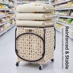 Panier de courses roulant avec crochets latéraux et roues pour supermarché, épicerie et rangement domestique – Meilleure vente en Australie - Product Image 4
