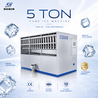 Compresseur de machine à glaçons industrielle refroidie par air de 5 tonnes |   Acier inoxydable SUS304 sans gaspillage d'eau pour l'affichage des boissons en supermarché