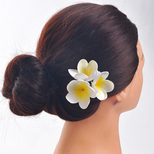Fabrika tedarikçisi 8 renk EVA köpük 3-Plumeria saç Pick Hula kız dans Hawaii yapay Frangipani çiçek - Product Image 3