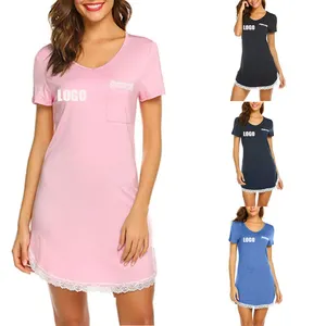 Plus Size Girls Night Sleep Dresses Women's Sleepwear Casual Cotton Sexy Short Sleeve Sleeping Dress 2022 For Woman