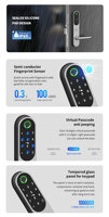 Cerradura Inteligente WiFi Sinovo Tuya de Acero Inoxidable, Resistente al Agua, para Exteriores, con Clasificación Contra Incendios, Multipunto, para Puertas de Madera/Aluminio