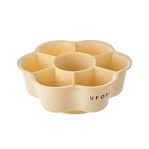 Bandeja Giratoria para Verduras Uforu con Siete Compartimentos, Gran Capacidad, Multifuncional, para Preparación de Alimentos, Color Blanco Crema - Product Image 1