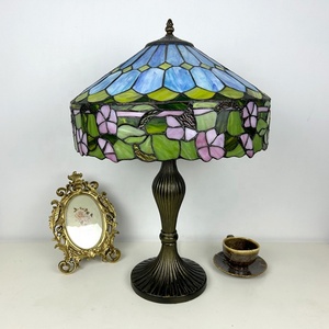 LongHuiJing Mediterranean Dome Table Lamp 23Inch High E26 Stained Glass Lampshade AC Simple <b>Decorative</b> Living Room Bedroom - Product Image 6