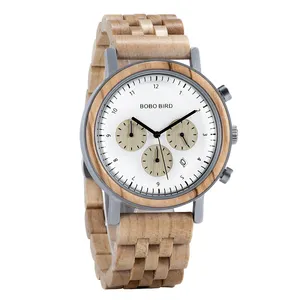 Venta al por mayor BOBOBIRD relojes de madera T27 de moda para hombre reloj de madera con arce Material