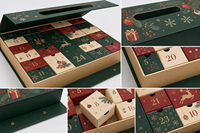 Individuelles Logo Hochwertiger Flip-Top Adventskalender mit Recycling-Kunstpapier Prägung Magnetverschluss Schwammfutter