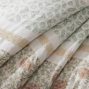 Juego de edredón con estampado floral DB de 9 piezas, 100% algodón, percal, estilo simple para bodas en casa, disponible en tamaños King Super King - Product Image 6