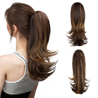 Queue de cheval synthétique ondulée longue et volumineuse en gros pour femmes, fibre haute température, pré-collée, pré-bouclée, perruque portable