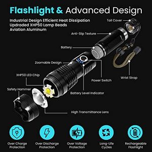 Câble USB en aluminium super rechargeable et étanche, multi-modes pour les urgences, le camping, la chasse, ABS solaire FY-1280 Solar P - Product Image 6