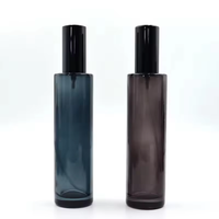 Bouteille en plastique PET ambré givré à épaules plates, entièrement noire, 100ml/120ml, forme cylindrique, pour sérum, shampoing, masque facial, avec pompe
