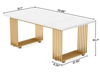 Table de salle à manger de luxe moderne avec toit en marbre sur les pieds en métal doré