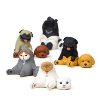 Figurines de costumes d'animaux mignons en PVC, modèles de collection avec ours et chat pour la décoration de la maison, du bureau et du jardin féerique