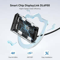 Hub USB-C DisplayLink 6-en-1 double pour affichage triple 4K 60Hz 2.1, 10 Gbit/s, 90 W, en stock pour MacBook et ordinateurs portables Windows