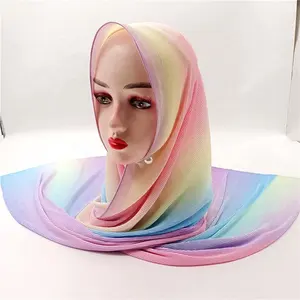 2022 fashion rainbow pattern hijab gradient ramp scarf newest design women shawl for muslim women