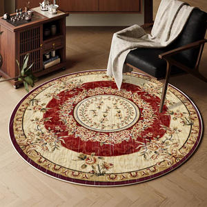Tapis Rond Rétro à Motif Médaillon, Tapis de Sol Vintage Chic pour Salon et Chambre, Antidérapant, Nettoyage Facile, Lavable à l'Eau - Product Image 1