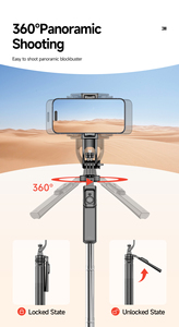 C19 Palo Selfie con Trípode Cuádruple Estable y Control Remoto Inalámbrico para Disparos de 360 Grados - Product Image 5