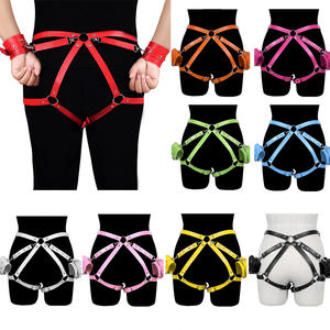 Punk Sexy Harnas Bodychain Bdsm Lederen Jarretellegordel Met Handboeien Fetish <span class=keywords><strong>Bondage</strong></span> Kleding - Product Image 2