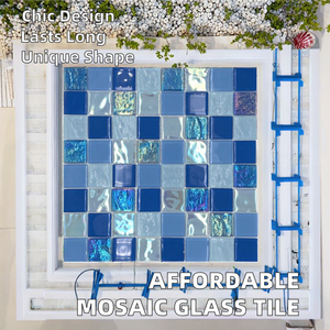 Piastrelle in Vetro a Mosaico Moderne all'Ingrosso dalla Cina a Prezzo Conveniente per Piscine di Hotel e Rivestimenti Cucina con Colore Blu - Product Image 2