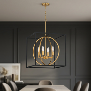 AK Boîte en laiton suspension en métal noir et laiton fini avec 4 supports pour décor de restaurant/décor d'hôtel - Product Image 2