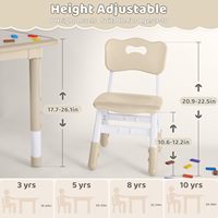 Mesa Infantil Ajustable de Madera con 4 Sillas y Superficie de Dibujo, Tamaño Personalizable, Muebles para Niños Pequeños para la Escuela