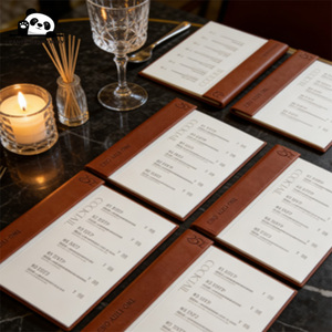Menu en cuir véritable de luxe pour restaurants, format A4 A5, avec logo personnalisé et reliure dissimulée à vis - Product Image 3