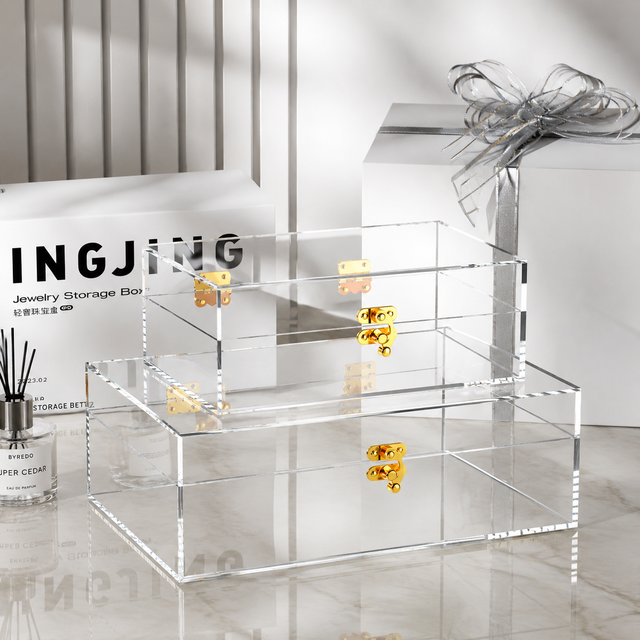 Acrylic Customizable Modern Storage Box Clear Environmentally Friendly Portable Organizer Case Lid for Home Office Display