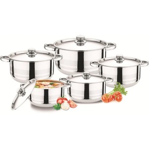 Ensemble de 10 casseroles en acier inoxydable de base <span class=keywords><strong>pour</strong></span> la cuisine <span class=keywords><strong>à</strong></span> domicile, compatible avec les plaques <span class=keywords><strong>à</strong></span> gaz, électriques, halogènes, céramiques et <span class=keywords><strong>à</strong></span> <span class=keywords><strong>induction</strong></span> - Product Image 1