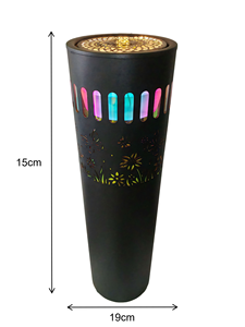 Fontaine d'eau moderne noire sur pied avec découpes florales LED colorées, cascade intérieure pour la décoration de la maison, du bureau ou du hall - Product Image 5