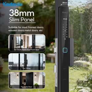 Kadonio ตัวล็อกประตูอัจฉริยะทำจากอลูมิเนียมแบบบาง, ตัวล็อคประตูอัจฉริยะสำหรับติดหน้าพิมพ์ลายต้นปาล์มกันน้ำอัตโนมัติเต็มรูปแบบกันน้ำใช้กลางแจ้ง - Product Image 5