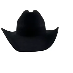 Оптовая продажа, Высококачественная классическая фетровая шляпа с широкими полями, модная однотонная ковбойская шляпа с пряжкой в западном стиле