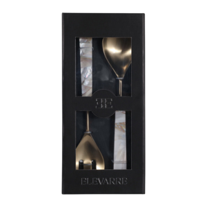 Set di due utensili da portata in acciaio inossidabile con manico in madreperla per decorare la cucina - Product Image 2