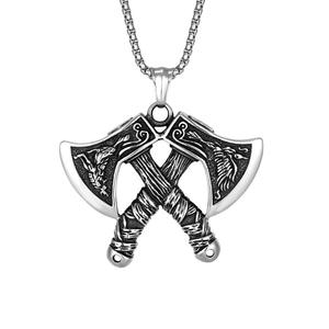 Collar de Acero de Titanio con Hacha Vikinga Retro Euroamericana - Colgante de Hacha, Amuletos de Moda Hip Hop de Acero Inoxidable - Product Image 2