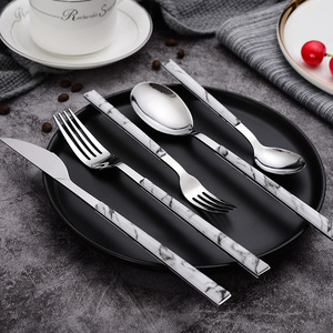 Hot bán 5 cái thiết lập nhựa xử lý gương đánh bóng thép không gỉ Flatware Bộ bạc Set cho tiệc cưới - Product Image 3