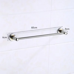 Porte-serviettes mural en acier inoxydable à double barre, robuste, poli miroir, moderne, pour salle de bain, 2 barres - Product Image 3