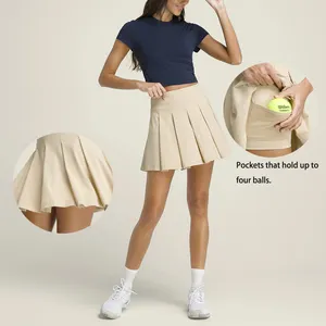 2023 Set Pakaian Tenis Mini Rok Berlipat Klasik Kustom Mewah dan Gaun Golf dengan Lengan Gaun Tenis untuk Wanita