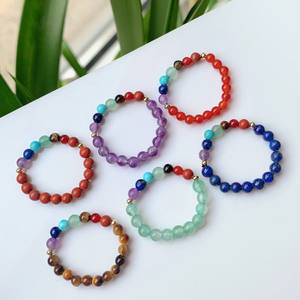 แหวนลูกปัดเล็ก ยืดหยุ่น ปรับขนาดได้ 7 จักระ อเมทิสต์ ควอตซ์<span class=keywords><strong>สี</strong></span><span class=keywords><strong>ชมพู</strong></span> แหวนคริสตัลหินธรรมชาติสำหรับผู้หญิง เครื่องประดับบำบัดรักษา งานแต่งงาน - Product Image 2