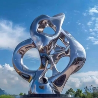 Sculpture abstraite extérieure pour hôtel, jardin, artisanat moderne en métal, grande sculpture sur mesure en acier inoxydable